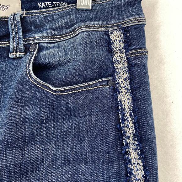 Lola Jeans Kate High Rise Ankle Jeans Size Leg Stripe Raw Hem 4 Way Stretch - Picture 6 of 16